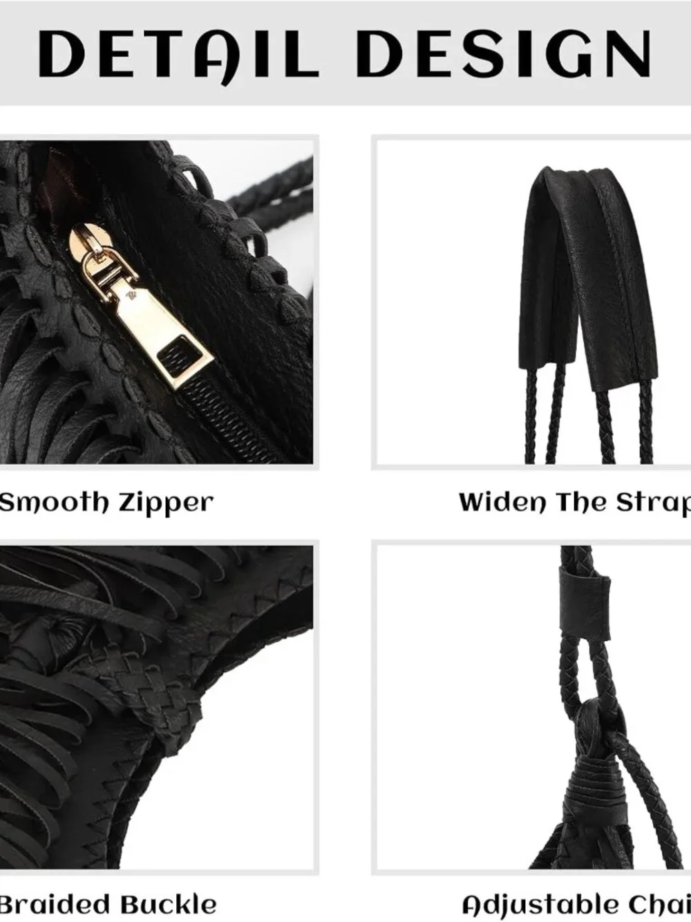 Vintage Fringe hobo bags for Women Vegan Faux Suede Leather Tassel Crossbody Bag - Picture 6 of 9
